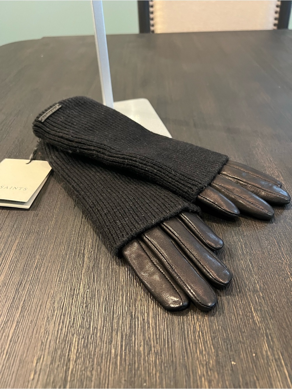 NWT AllSaints Black Cuff Leather Glove Size Small